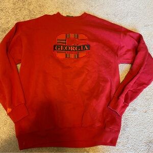 vintage 90's UGA Georgia Bulldogs Red Embroidered Plaid Sweatshirt Size L